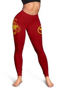 Hawaii Polynesian Personalised Women's Leggings - Vintage Polynesian Turtle (Red) - Polynesian Pride