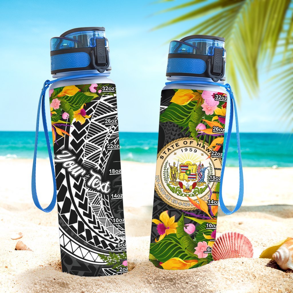 Hawaii Custom Personalised Hydro Tracking Bottle - Seal Spiral Polynesian Patterns - Polynesian Pride
