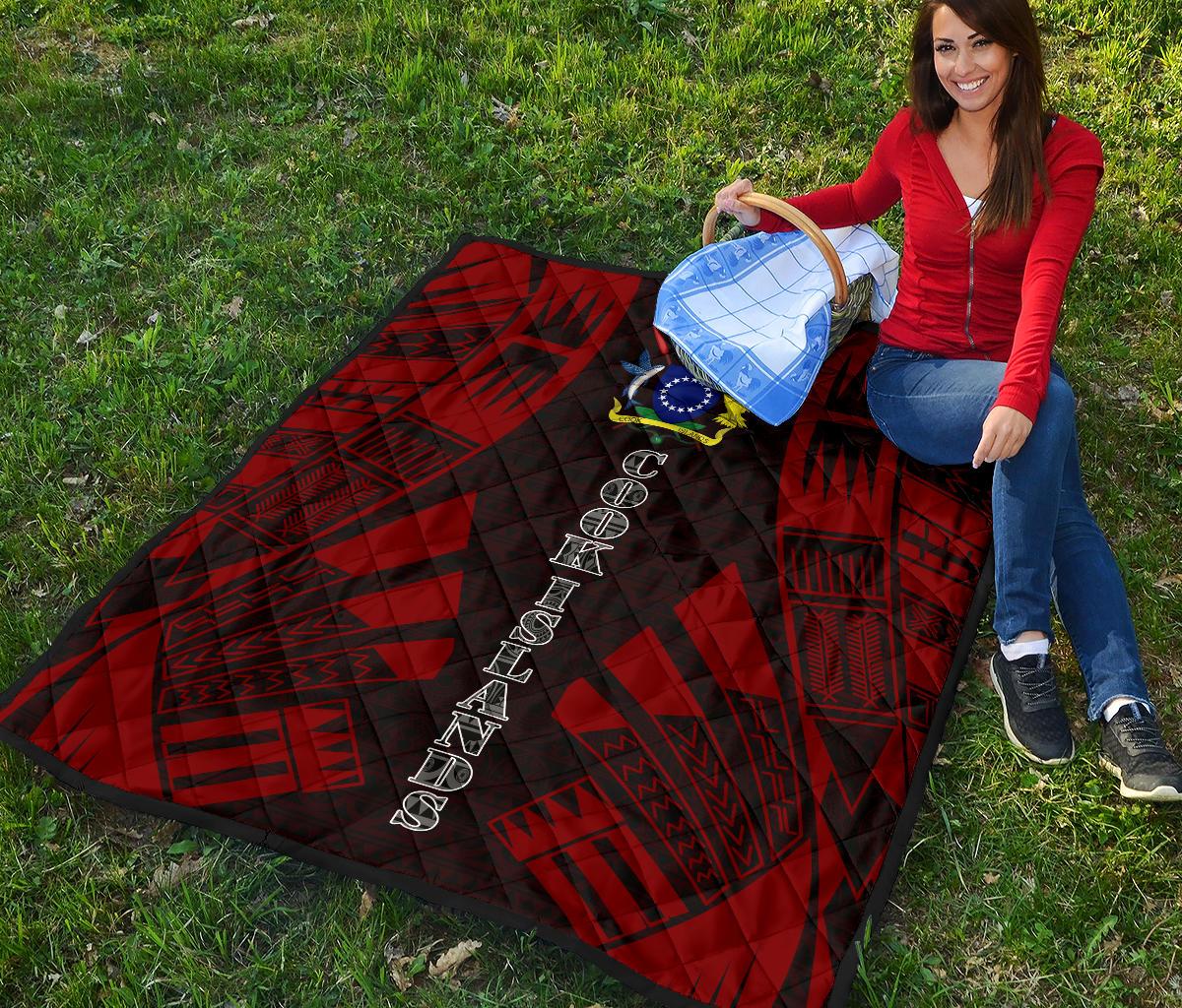 Cook Islands Premium Quilt - Cook Islands Polynesian Red Tattoo - Polynesian Pride