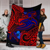Samoa Premium Blanket - Blue Shark Polynesian Tattoo - Polynesian Pride
