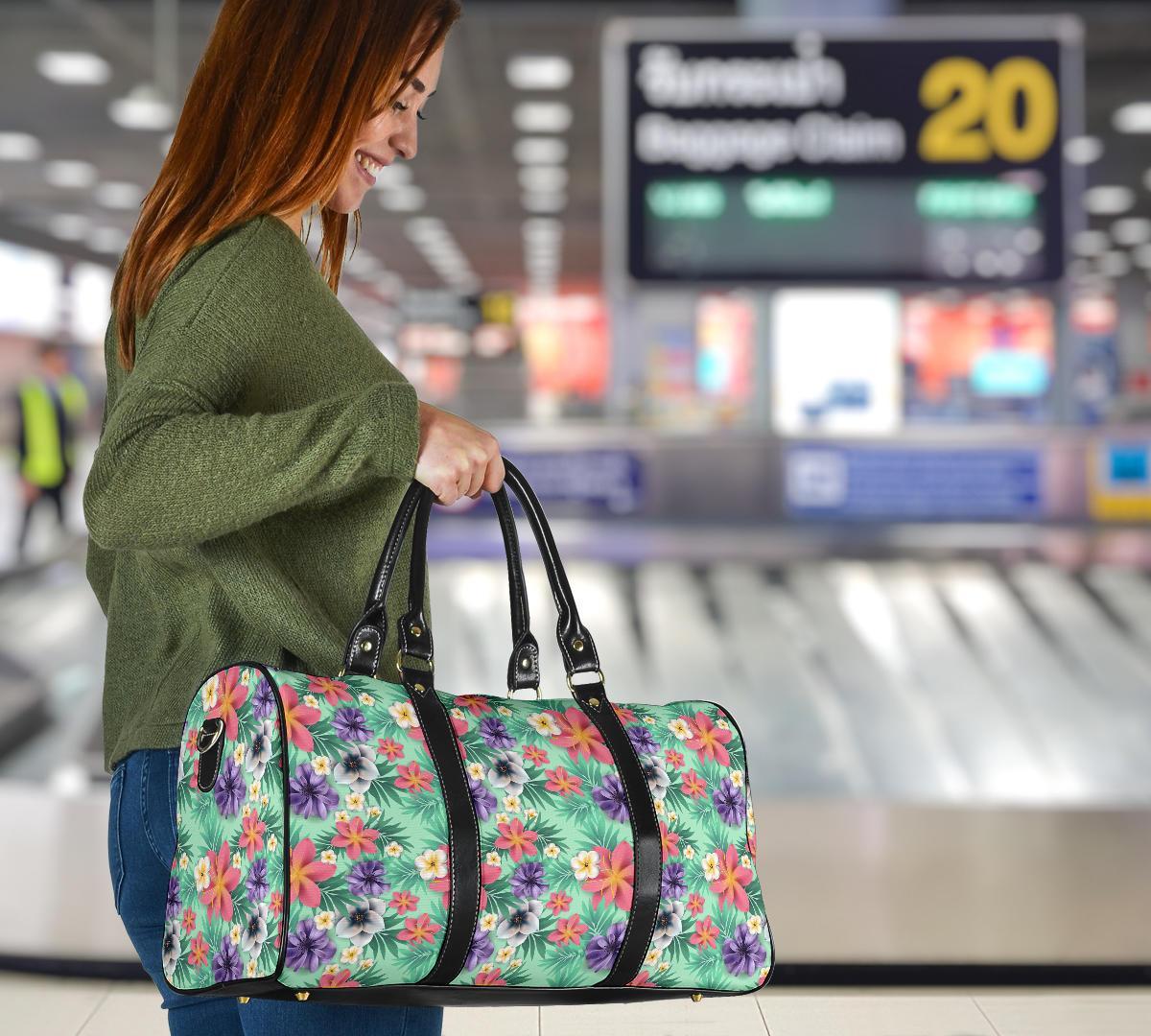 Hawaii Tropical flower, blossom cluster seamless pattern Tropical Flowers Palm Leaves Plant And Leaf Hawaii Travel Bag - Polynesian Pride