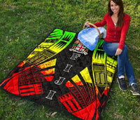 Fiji Premium Quilt - Fiji Coat Of Arms Polynesian Reggae Tattoo - Polynesian Pride