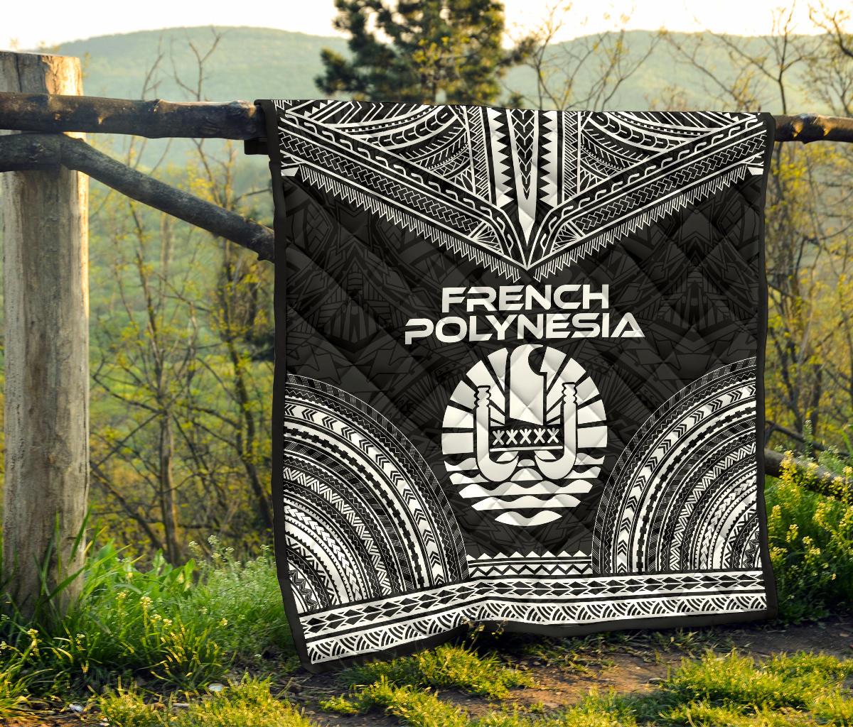 French Polynesia Premium Quilt - French Polynesia Polynesian Chief Black Version - Polynesian Pride
