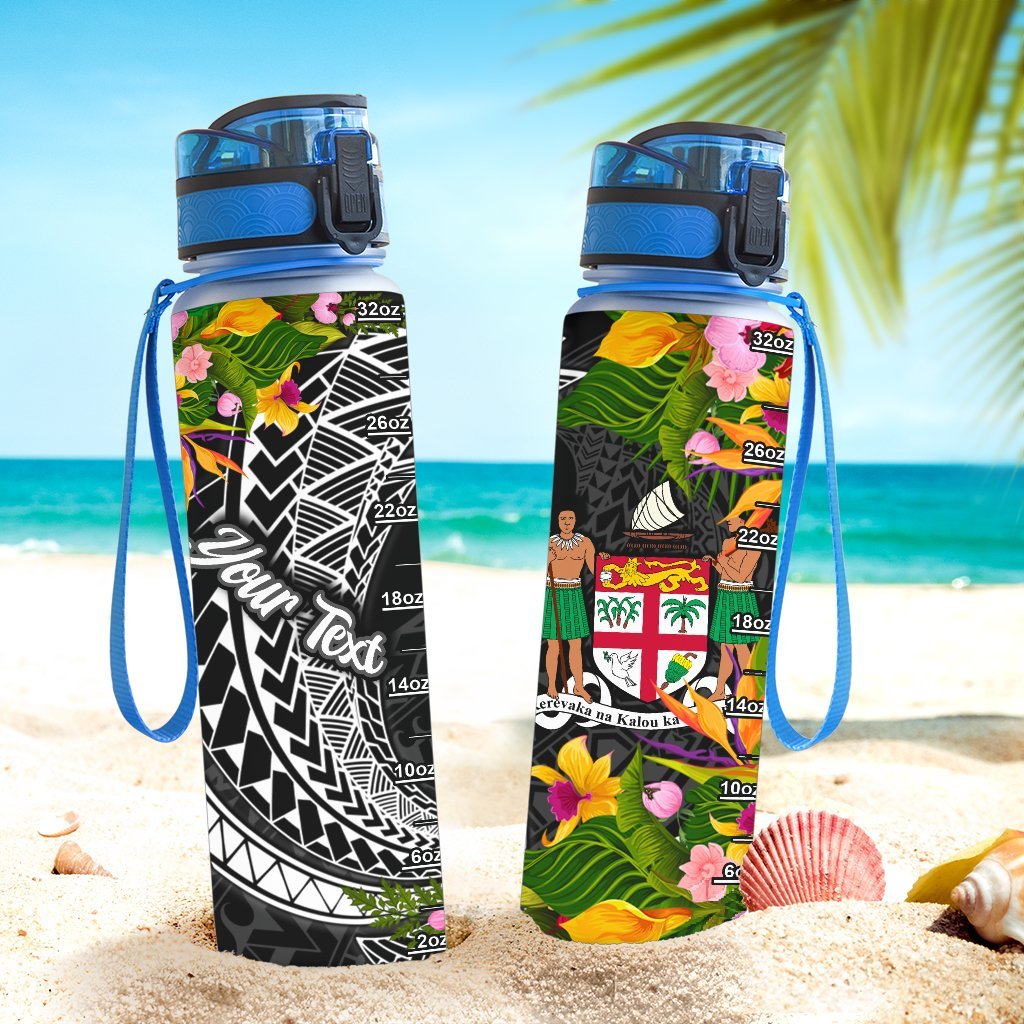 Fiji Custom Personalised Hydro Tracking Bottle - Seal Spiral Polynesian Patterns - Polynesian Pride