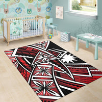 Nauru Area Rug - Tribal Flower Special Pattern Red Color - Polynesian Pride