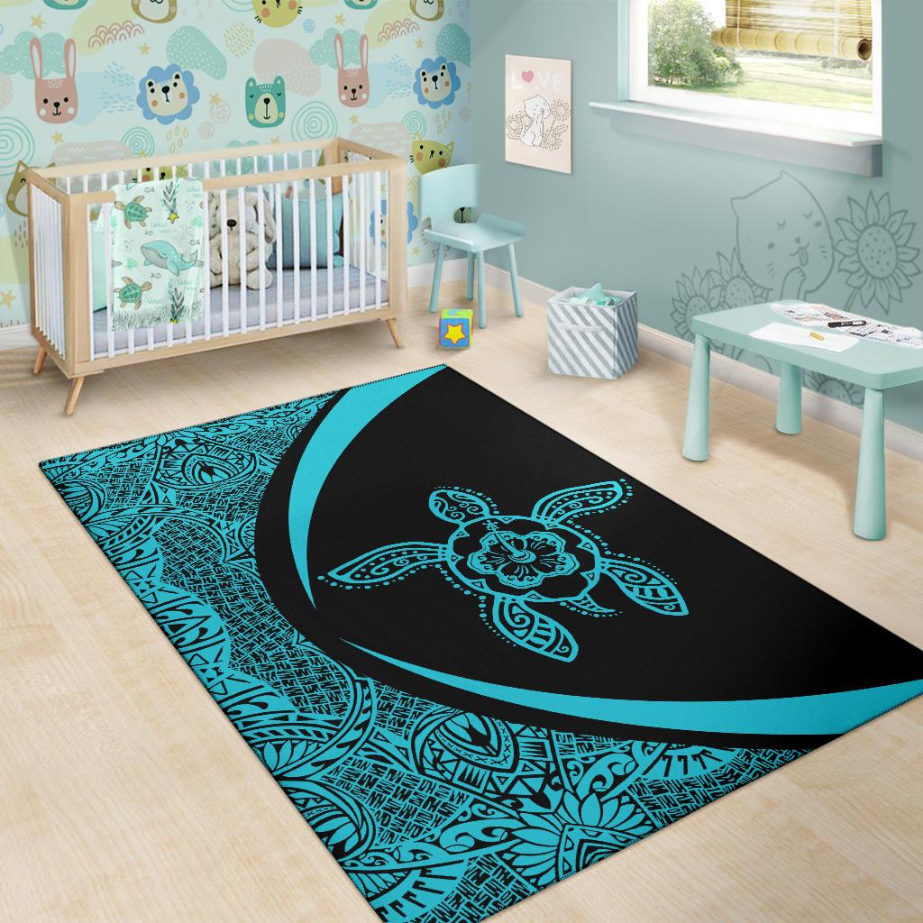 Hawaii Turtle Polynesian Area Rug Circle Style Blue - Polynesian Pride