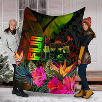 Fiji Polynesian Premium Blanket - Hibiscus and Banana Leaves - Polynesian Pride