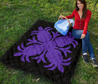 Hawaiian Premium Quilt Royal Pattern - Black And Purple - A2 Style - Polynesian Pride