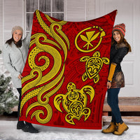 Polynesian Hawaii (Kanaka Maoli) Premium Blanket - Red Tentacle Turtle - Polynesian Pride