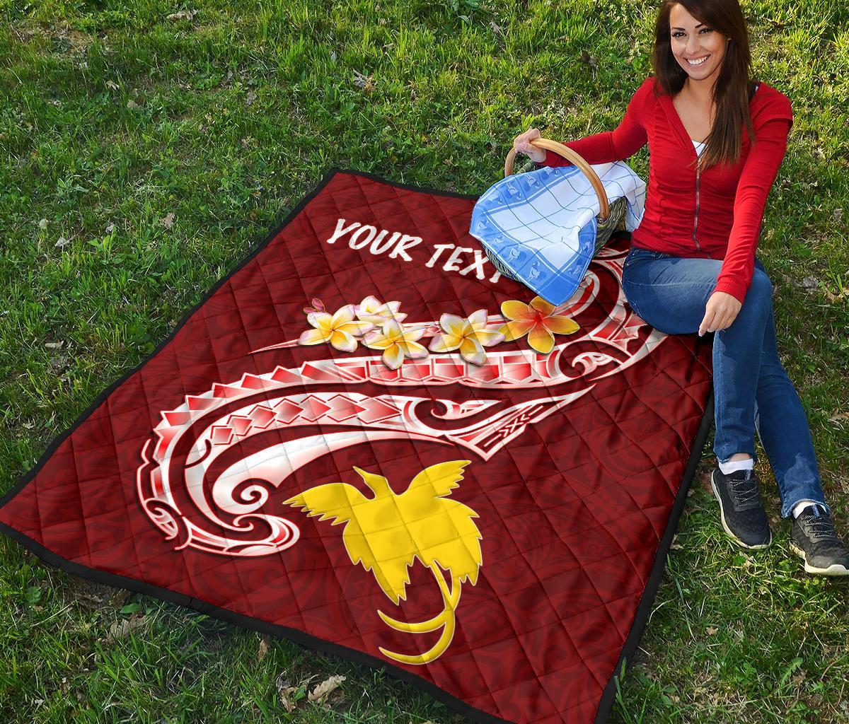 Papua New Guinea Custom Personalised Premium Quilt - PNG Seal Polynesian Patterns Plumeria - Polynesian Pride