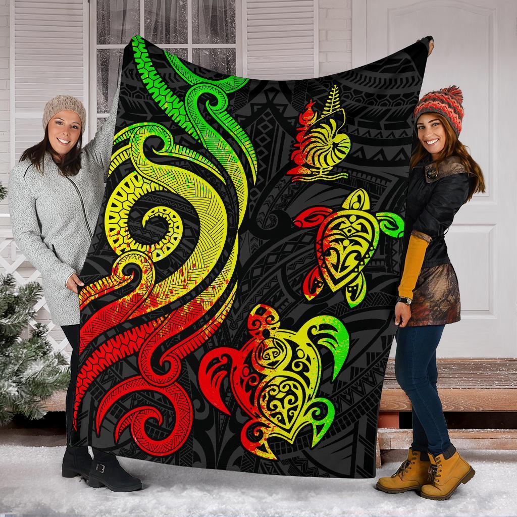 New Caledonia Premium Blanket - Reggae Tentacle Turtle - Polynesian Pride