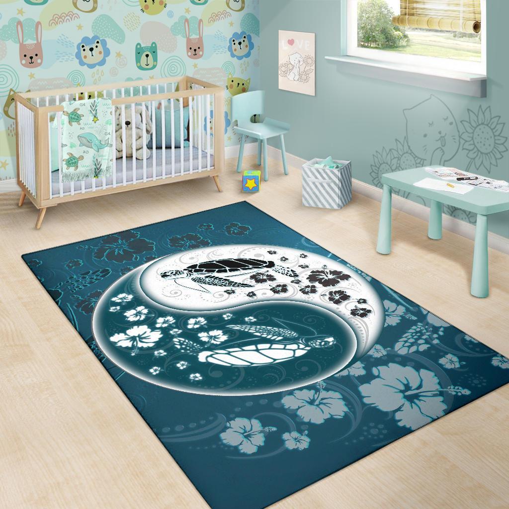 Yinyang Turtle Hibiscus Area Rug AH - Polynesian Pride
