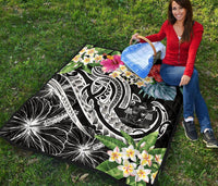 Fiji Polynesian Premium Quilt - Summer Plumeria (Black) - Polynesian Pride