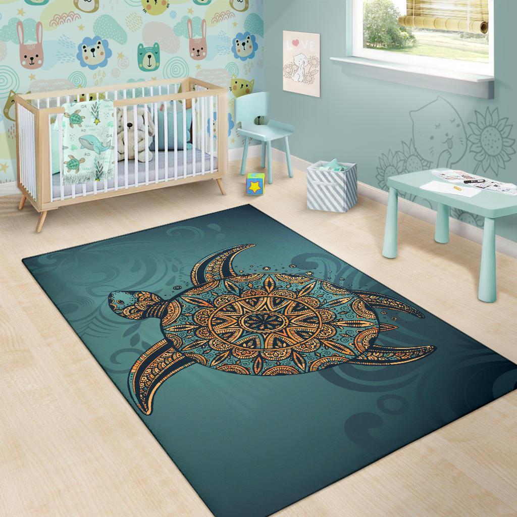 Turtle Flower Pattern Culture Area Rug AH - Polynesian Pride