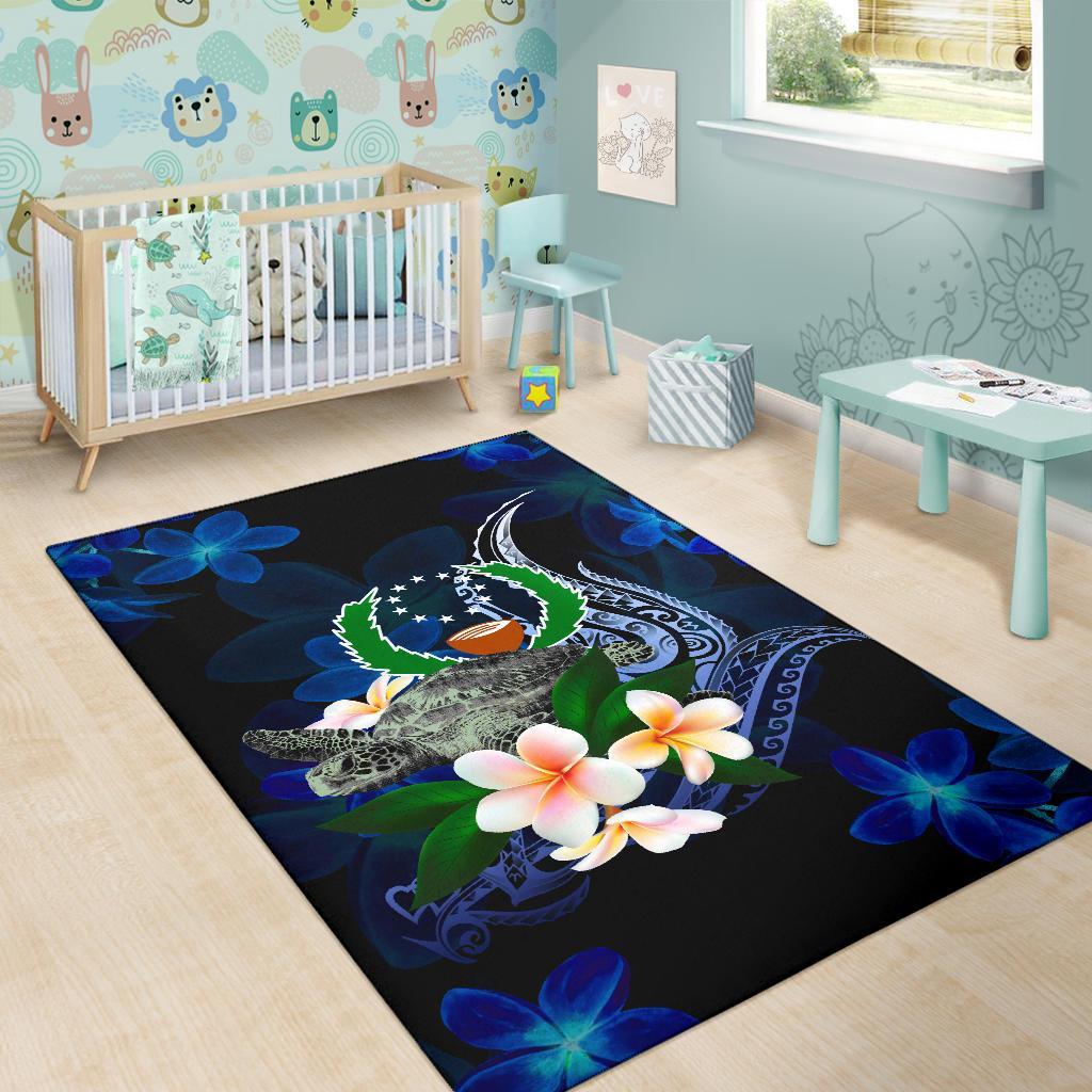 Pohnpei Micronesia Area Rug - Turtle With Plumeria Flowers - Polynesian Pride