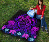 Hawaii Turtle Polynesian Blue Premium Quilt - Kuly Style - Polynesian Pride