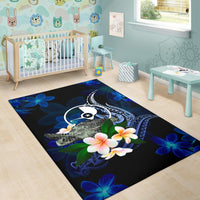 Yap Micronesia Area Rug - Turtle With Plumeria Flowers - Polynesian Pride