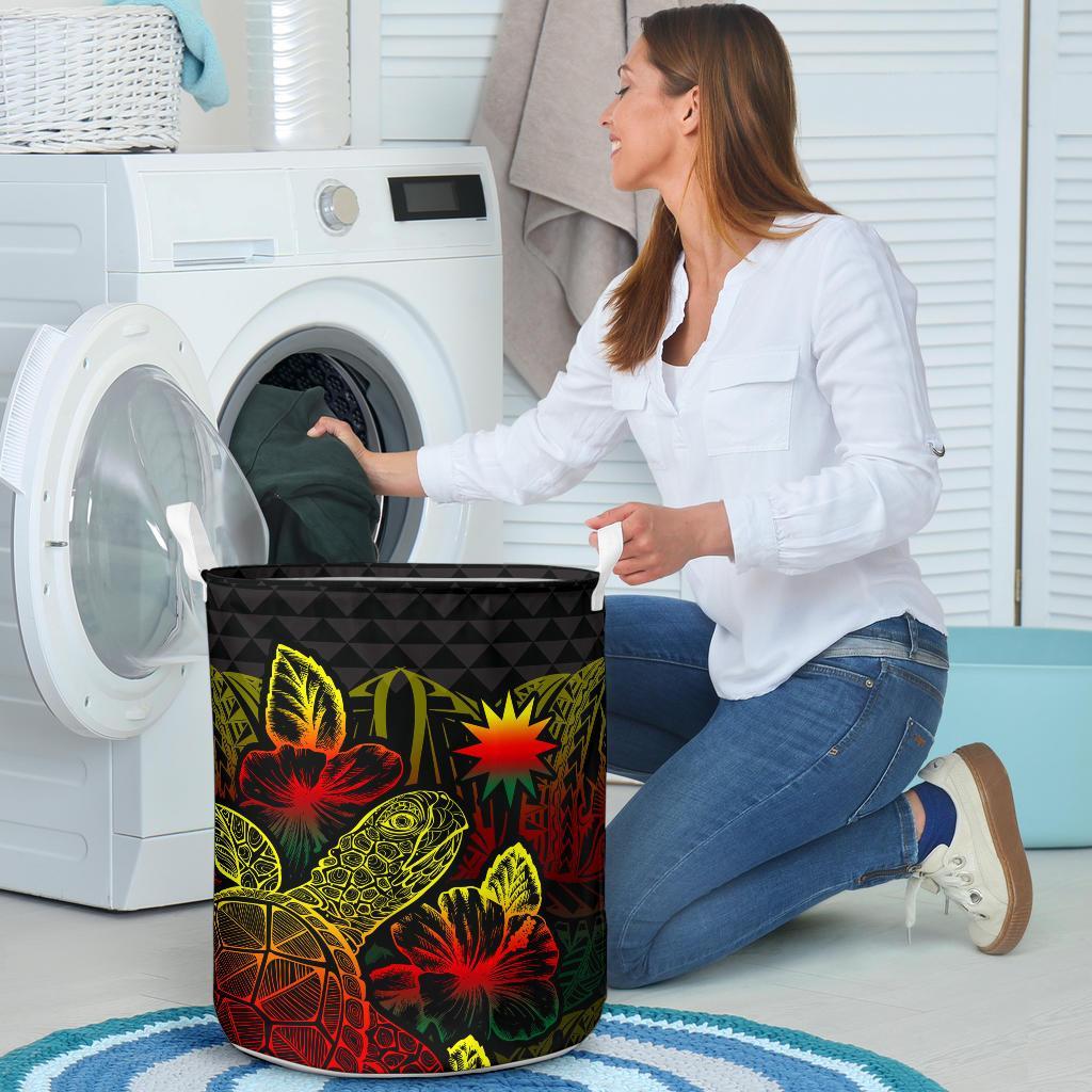 Nauru Laundry Basket - Polynesian Turtle Hibiscus Reggae - Polynesian Pride