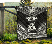 Norfolk Island Premium Quilt - Norfolk Island Coat Of Arms Polynesian Chief Black Version - Polynesian Pride