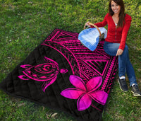 Hawaii Quilt - Hawaii Turtle Plumeria Quilt Pink - Polynesian Pride