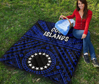 Cook Island Premium Quilt - Seal With Polynesian Tattoo Style ( Blue) - Polynesian Pride