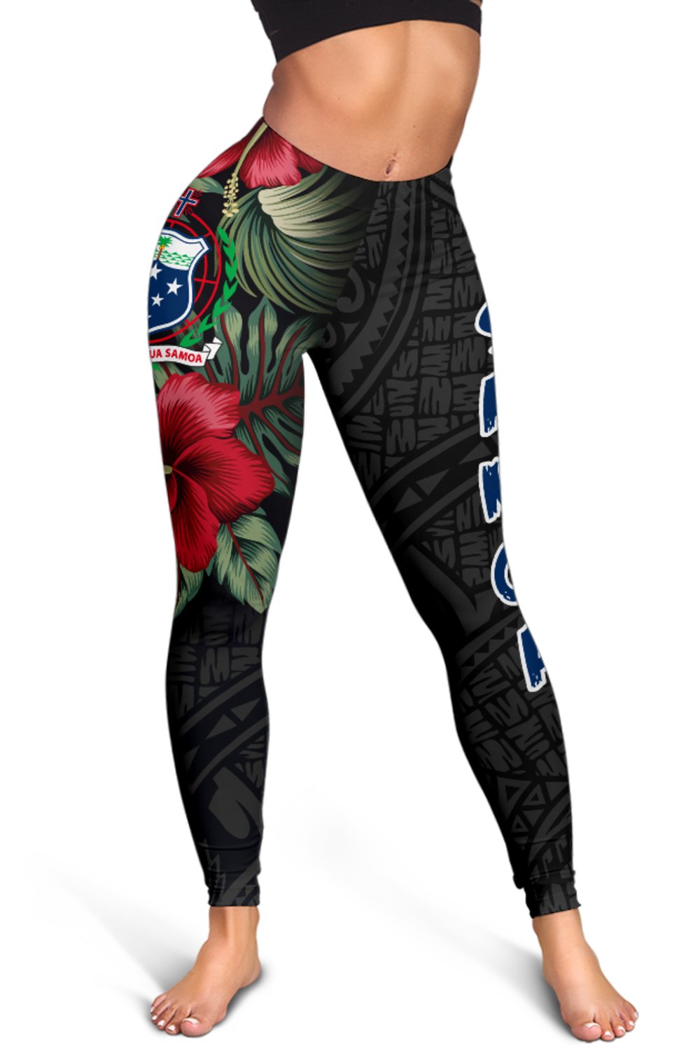 Samoa Polynesian Leggings - Hibiscus Coat of Arms - Polynesian Pride