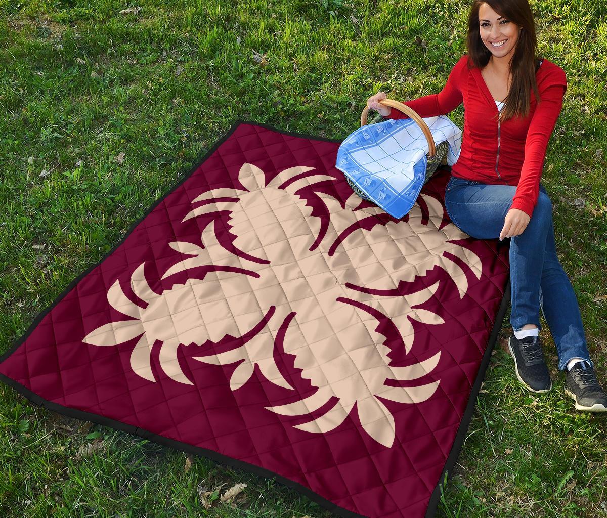 Hawaiian Premium Quilt Royal Pattern - Pink - A2 Style - Polynesian Pride