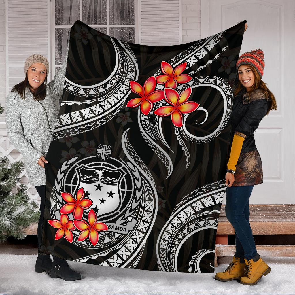 Samoa Polynesian Premium Blanket - White Plumeria - Polynesian Pride