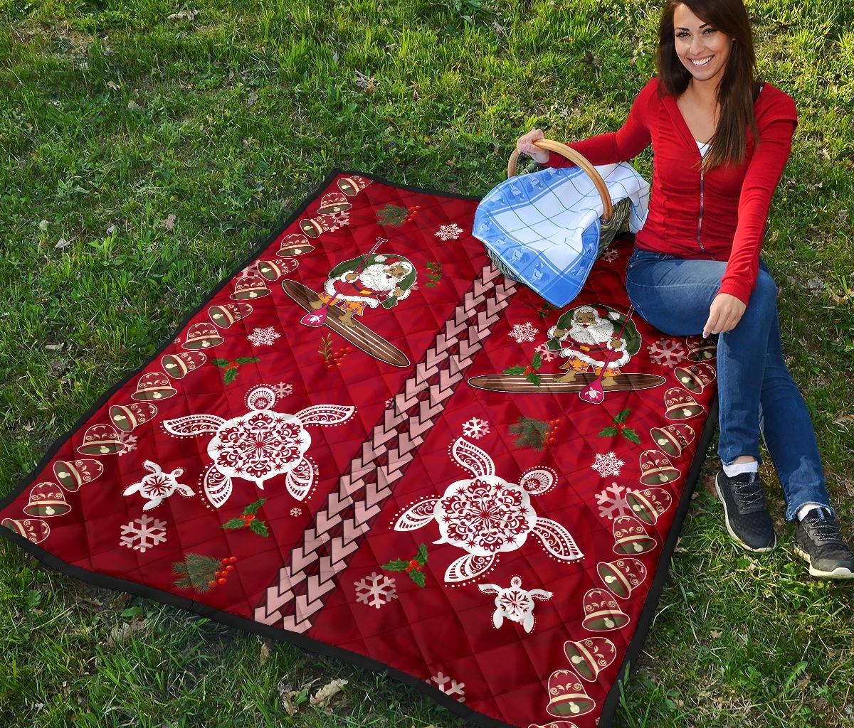 Hawaii Turtle Santa Claus Pattern Christmas Premium Quilt - San Style - AH - Polynesian Pride