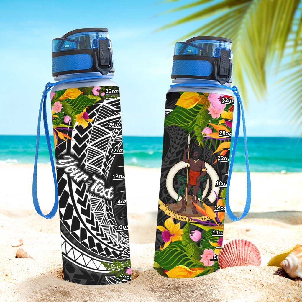 Vanuatu Custom Personalised Hydro Tracking Bottle - Seal Spiral Polynesian Patterns - Polynesian Pride