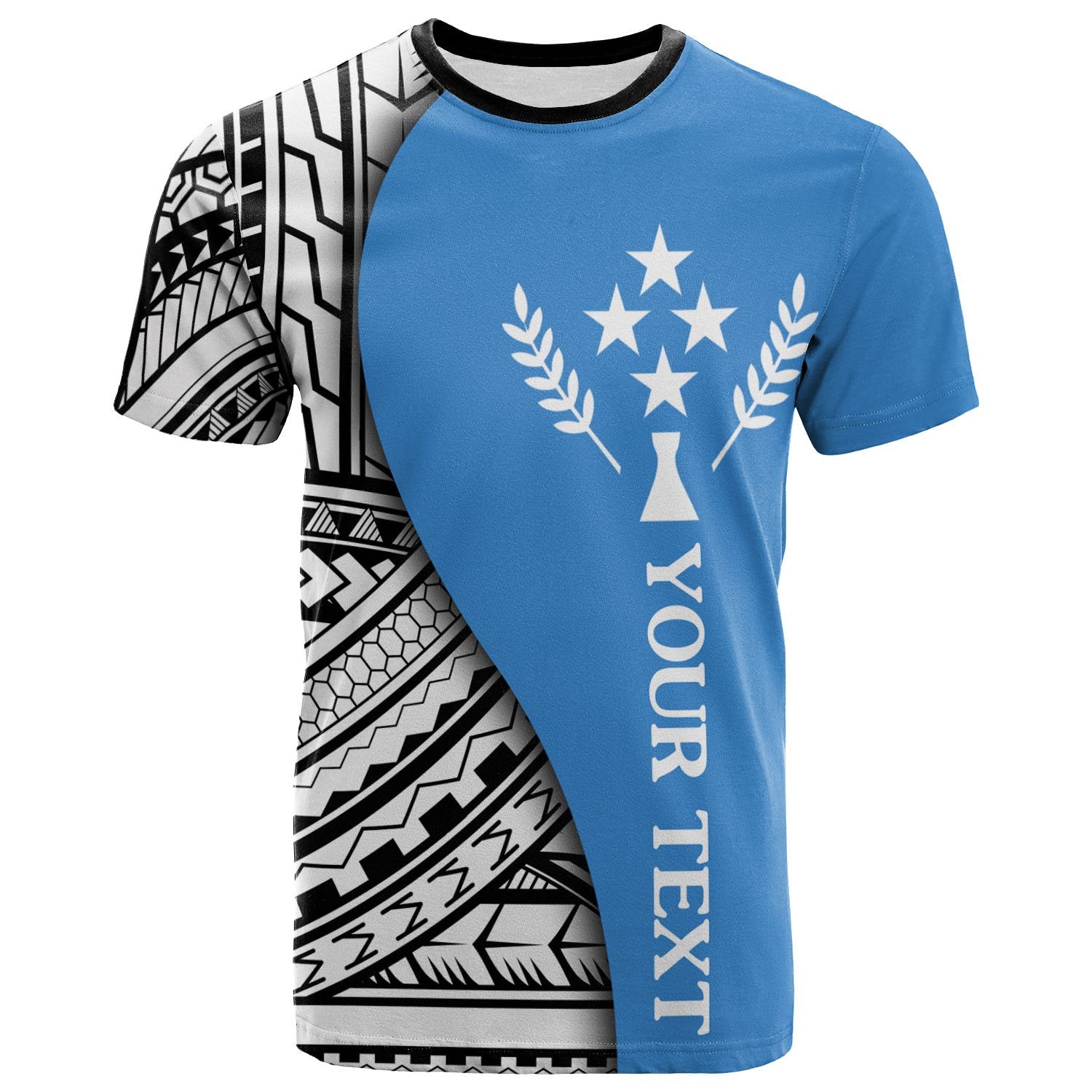 Kosrae Custom T shirt Coat Of Arm and Polynesian Patterns Unisex Blue - Polynesian Pride