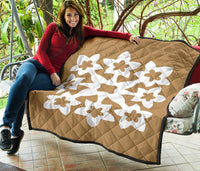 Hawaiian Premium Quilt Royal Pattern - Gold - A1 Style - Polynesian Pride