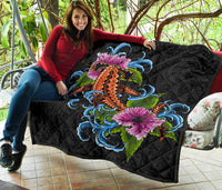 Hawaii Polynesian Premium Quilt - Cephalofoil Tattoo Hibiscus - Polynesian Pride