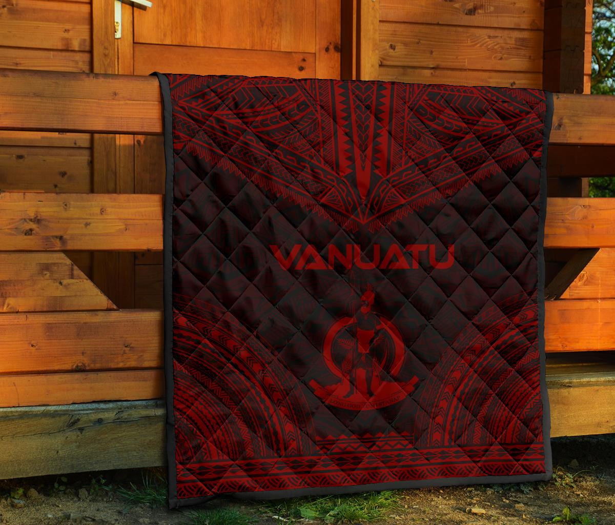 Vanuatu Premium Quilt - Vanuatu Coat Of Arms Polynesian Chief Red Version - Polynesian Pride