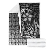 Samoa Polynesian Premium Blanket White - Turtle With Hook - Polynesian Pride