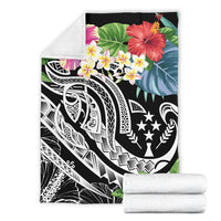 Kosrae Polynesian Premium Blanket - Summer Plumeria (Black) - Polynesian Pride