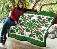 Hawaiian Fresh Fruit Tropical Pattern Premium Quilt - Green - Argu Style - AH - Polynesian Pride