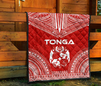 Tonga Premium Quilt - Tonga Coat Of Arms Polynesian Chief Red Version - Polynesian Pride