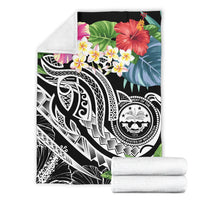 FSM Polynesian Premium Blanket - Summer Plumeria (Black) - Polynesian Pride
