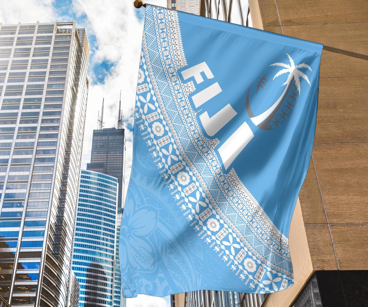 Fiji Tapa Rugby Flag version Style You Win - Blue - Polynesian Pride