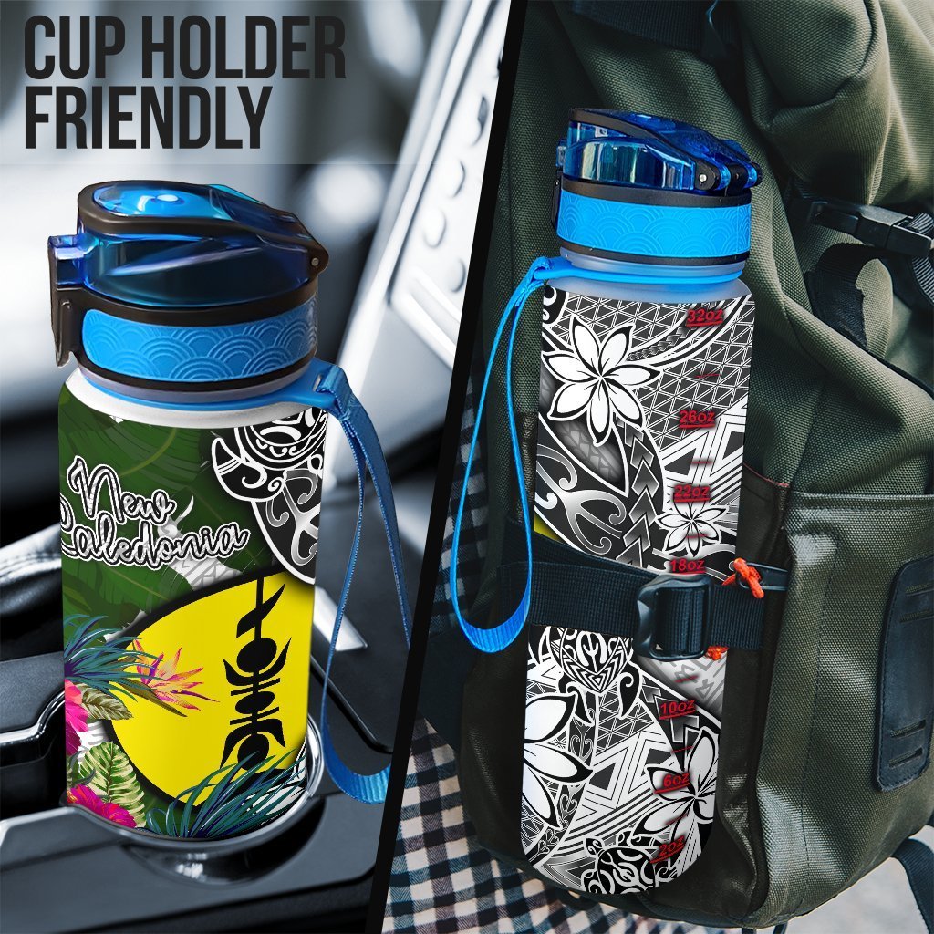 New Caledonia Hydro Tracking Bottle White - Turtle Plumeria Banana Leaf - Polynesian Pride