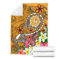 Tahiti Premium Blanket - Turtle Plumeria (Gold) - Polynesian Pride