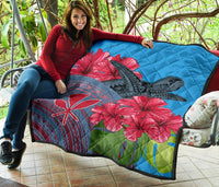 Hawaii Turtle Hibiscus Kanaka Pink Style - Premium Quilt AH - Polynesian Pride