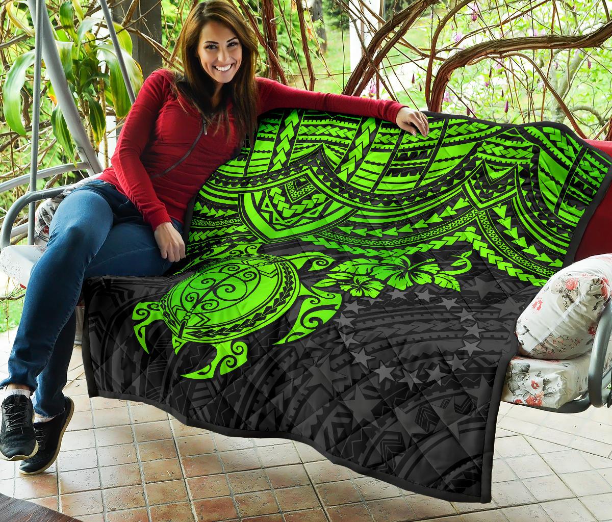 Cook Islands Polynesian Premium Quilt - Green Turtle - Polynesian Pride