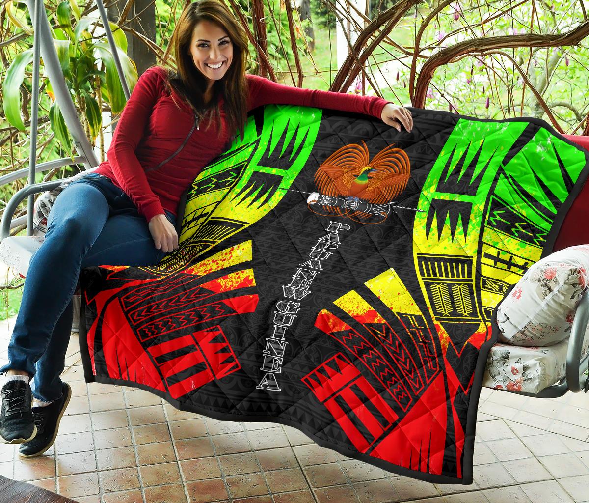 Papua New Guinea Premium Quilt - Papua New Guinea Coat Of Arsms Polynesian Reggae Tattoo - Polynesian Pride