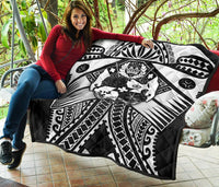 Tonga Polynesian Premium Quilt - Tonga White Seal with Polynesian tattoo - Polynesian Pride
