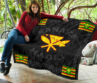 Kanaka Maoli Flag Polynesian Premium Quilt Gray - Love Style - Polynesian Pride