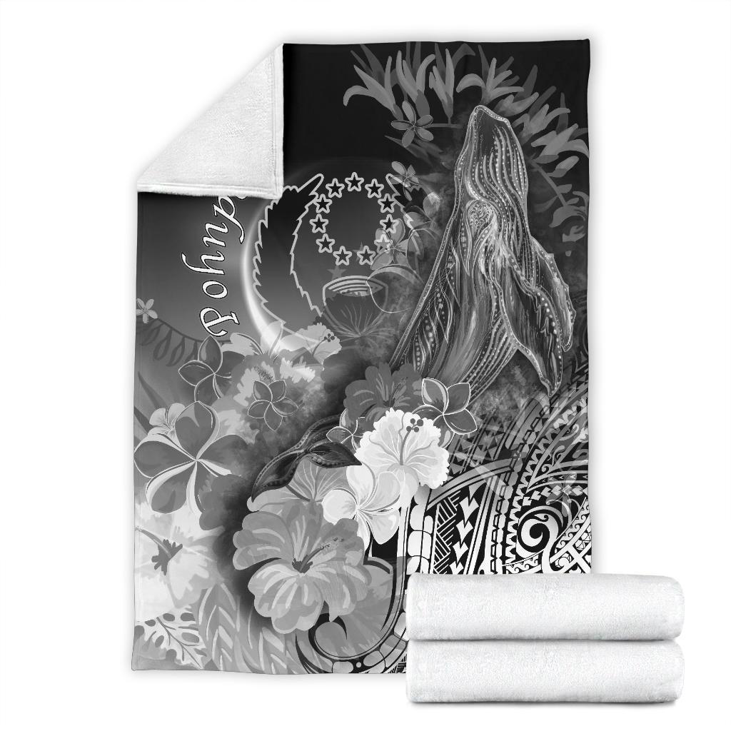 Pohnpei Premium Blanket - Humpback Whale with Tropical Flowers (White) - Polynesian Pride