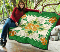 Hawaiian Pineapple leaves Tropical Pattern Premium Quilt - Green - Argu Style - AH - Polynesian Pride