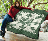Hawaiian Pineapple Pattern Premium Quilt - Green - Argu Style - Polynesian Pride